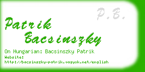 patrik bacsinszky business card